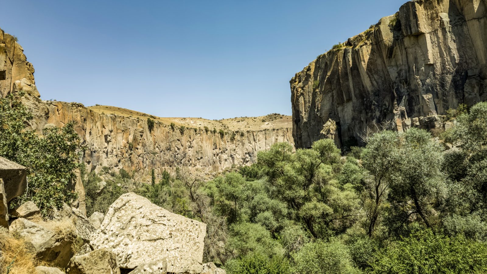 The Ihlara Valley gorge with its river below