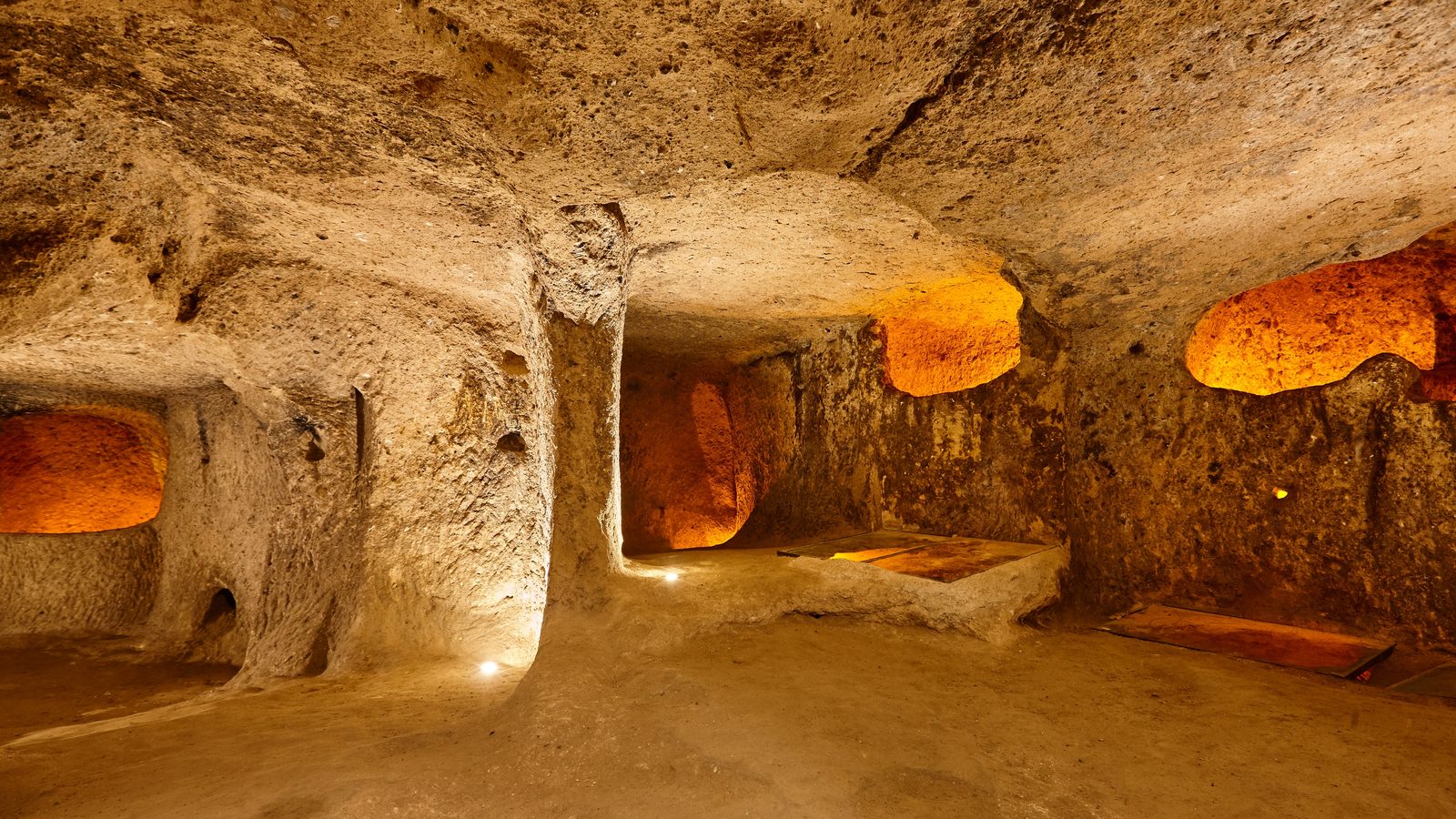 A carved passage in the Kaymaklı underground city