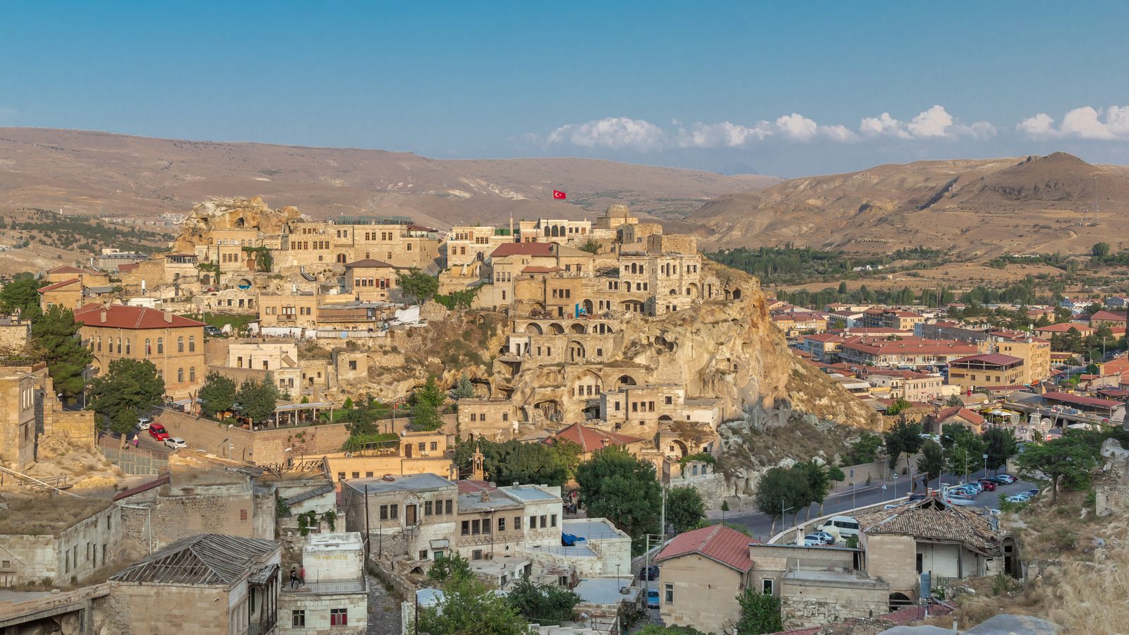 Ürgüp seen from above, cave houses stepping up the hillside